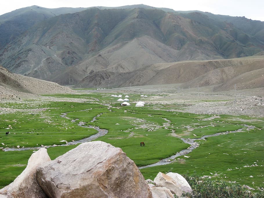 Mongolia, Altai, Yurts, mountain, nature, scenics, landscape HD wallpaper
