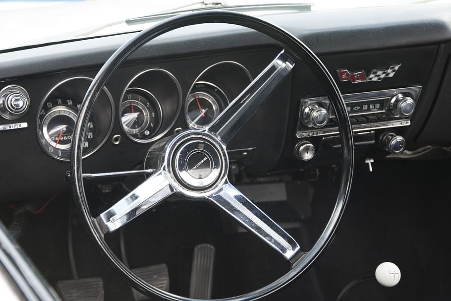 Chevrolet Corvair, Dashboard, classic car, sports car, interior, HD wallpaper