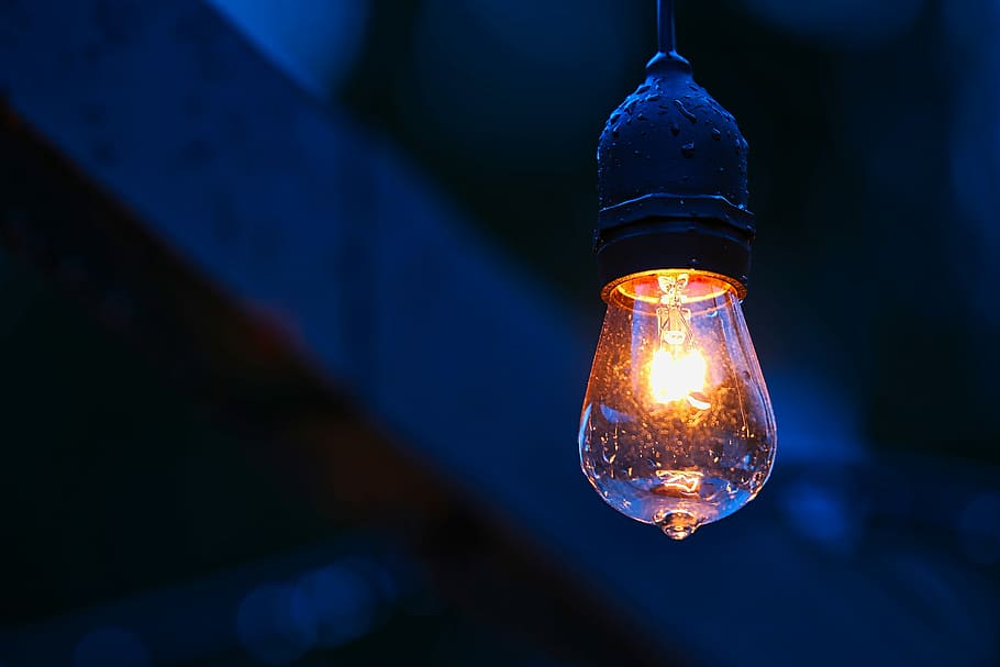 photo of light bulb, turned on black light bulb, candle, flame HD wallpaper