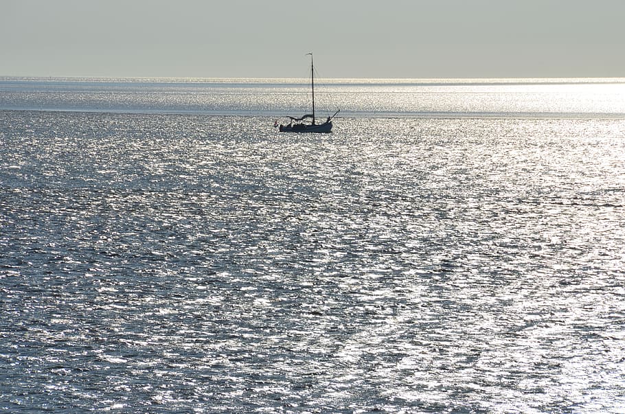 Boot, Ship, Lake, Sea, Ocean, Water, sky, coast, evening sun HD wallpaper