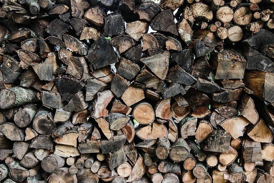 firewood lot, pile of firewood, log, tree, detail, timber, full frame HD wallpaper
