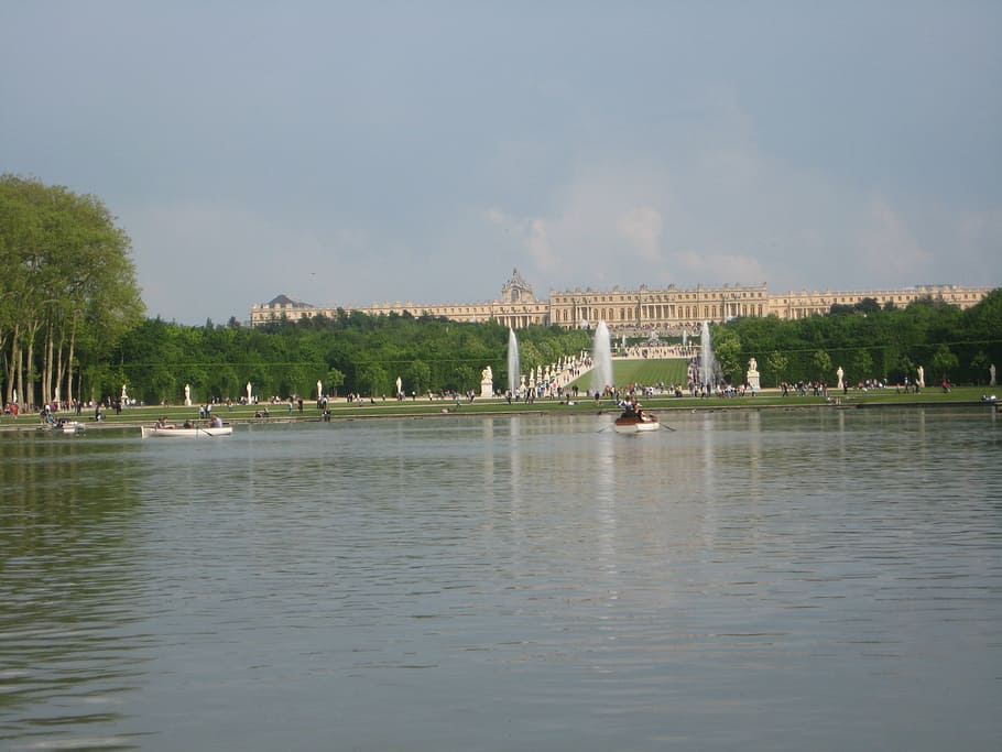 versailles, castle, pièce d'eau, park, garden, architecture HD wallpaper