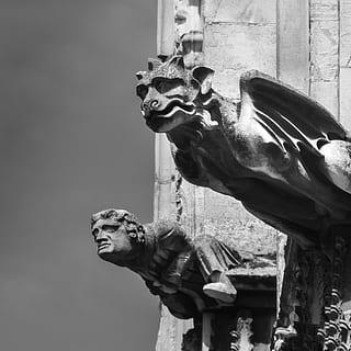 gargoyle concrete statue, Sculpture, Gothic, Stone, demon, church HD wallpaper