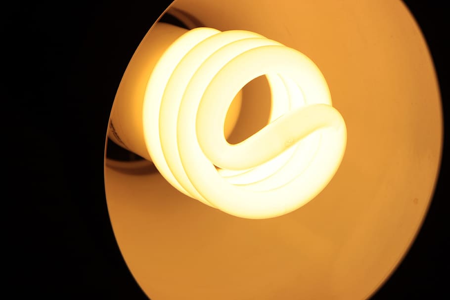 turned-on white CFL bulb, bulbs, lights, compact, lamps, energy, HD wallpaper