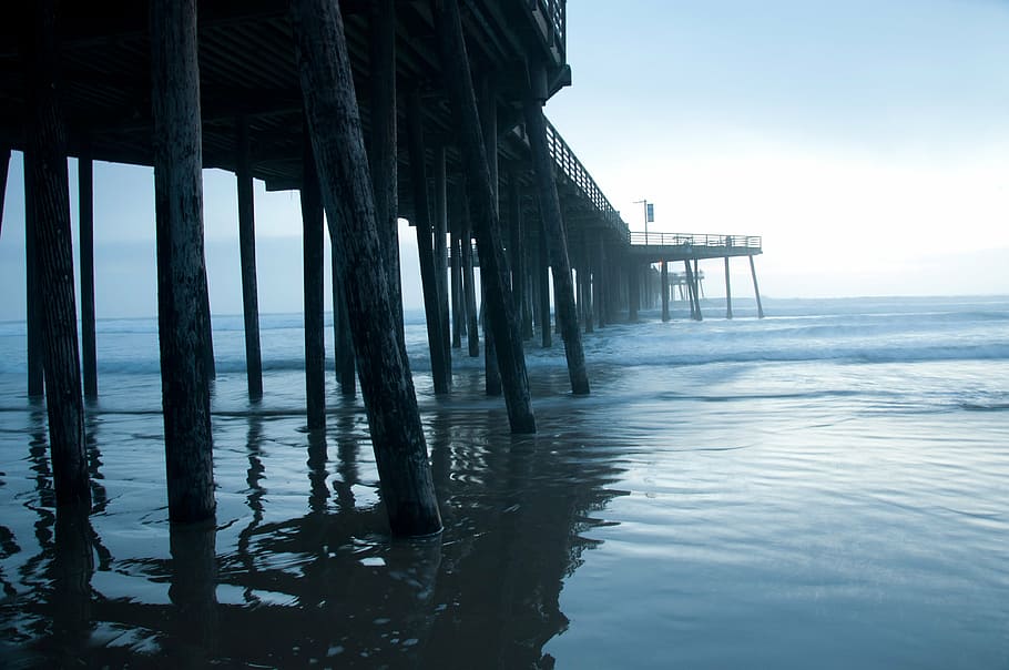 beach, sunset, pismo, dock, california, evening, pier, sea HD wallpaper