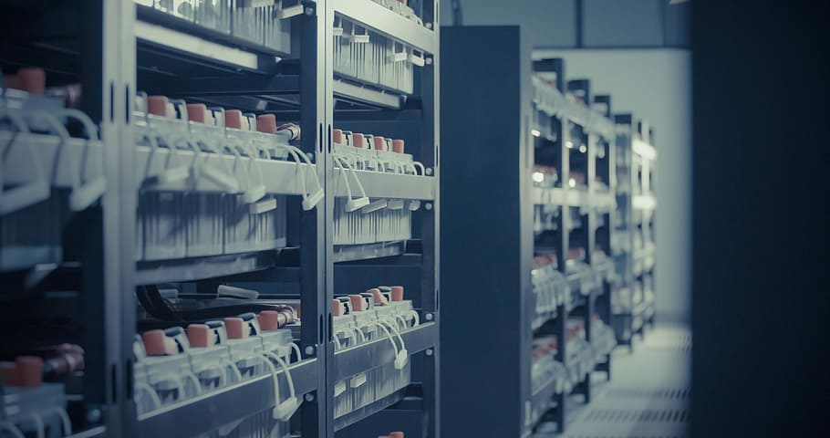 Data Center, The Engine Room, the battery pack, indoors, shelf HD wallpaper