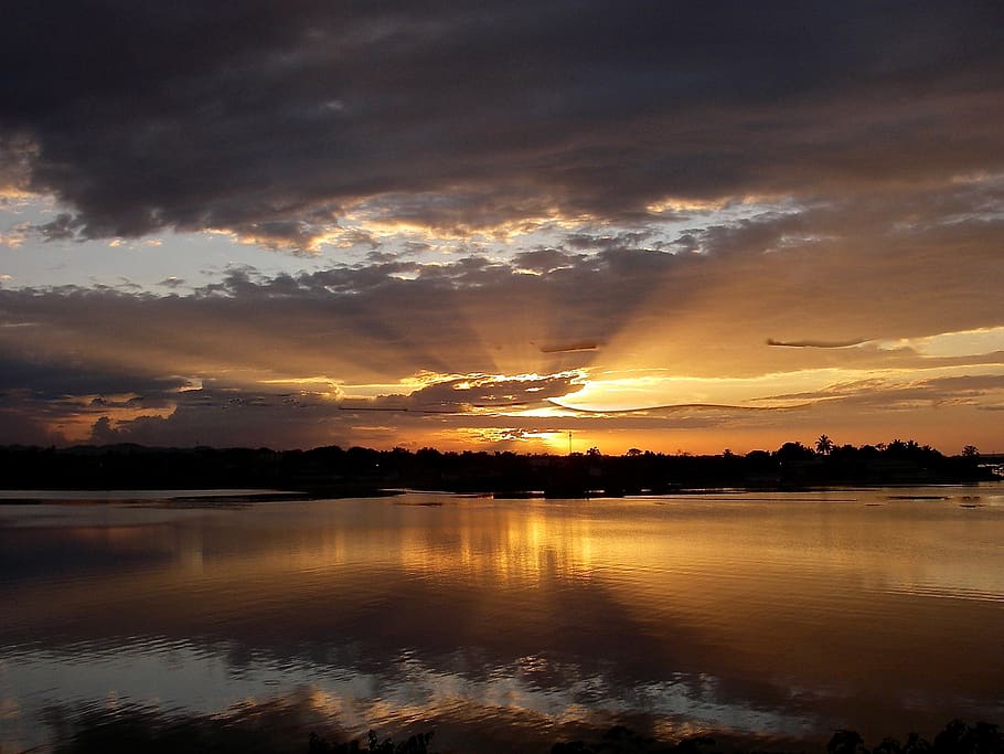 sunset, sky, clouds, nature, orange, atmospheric, landscape HD wallpaper