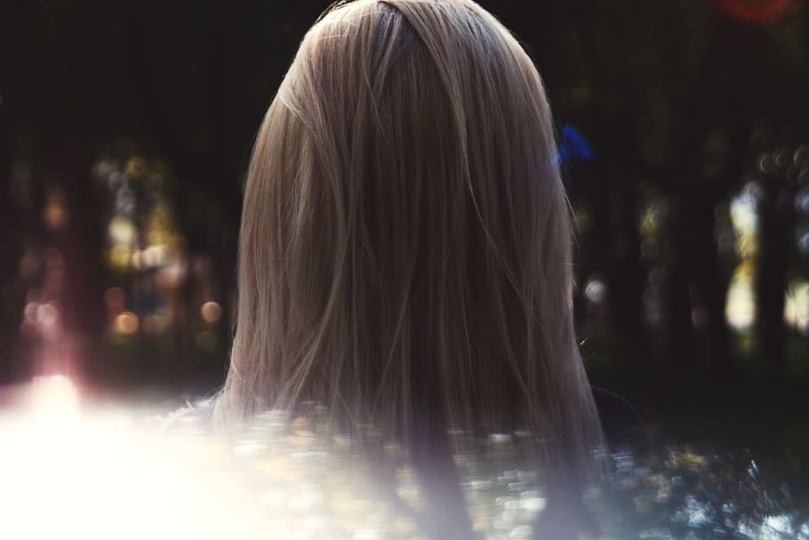 light, woman, girl, blur, back view, bright, close-up, depth of field HD wallpaper