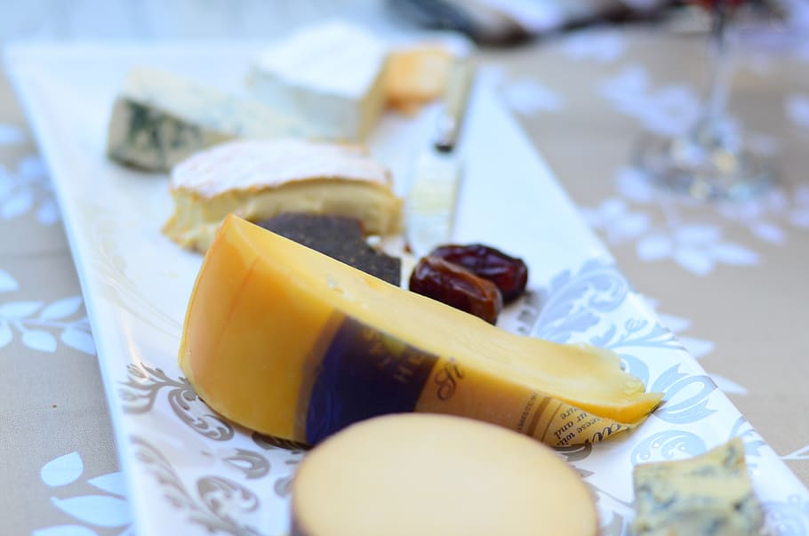 cheese, plate, blue, food, food and drink, still life, table, HD wallpaper