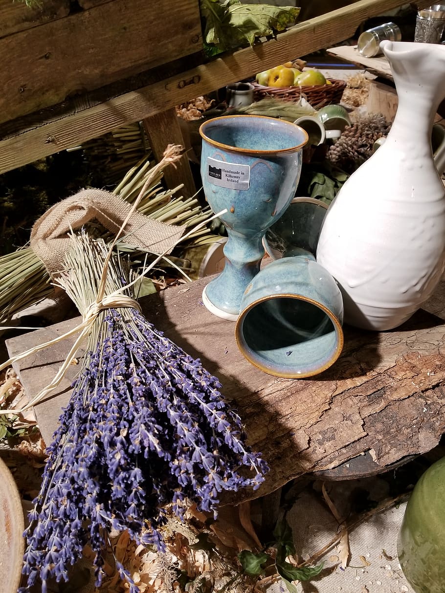 wood, lavender, harvest, chalice, ceramic cups, flower, natural, HD wallpaper