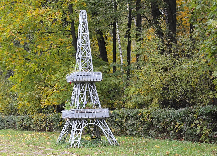 Eiffel, Tower, Scale, Forest, Monument, autumn, small, listopad HD wallpaper