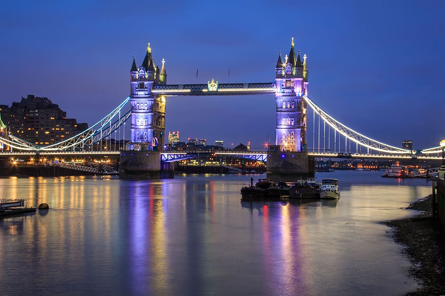 tower bridge during nighttime, london, built structure, architecture HD wallpaper