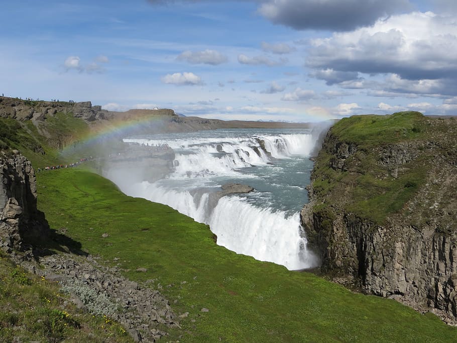 gulfoss, iceland, waterfall, beauty in nature, scenics - nature HD wallpaper