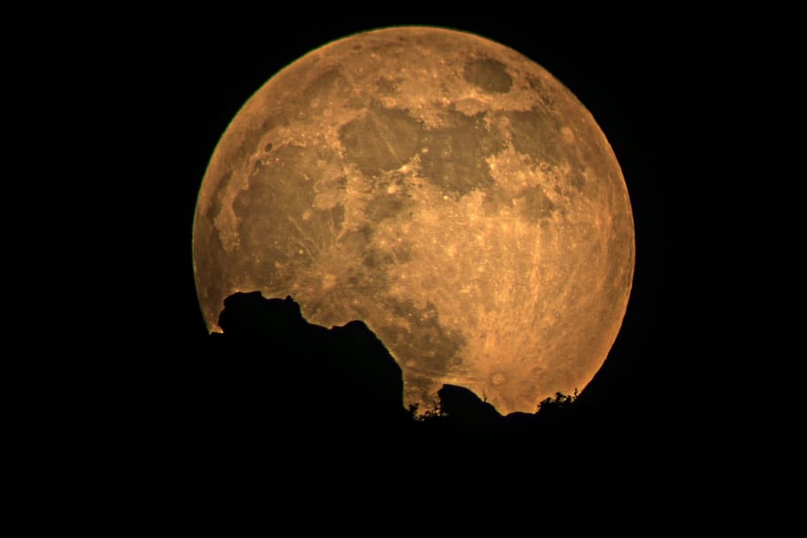 Full Moon, Night, Landscape, Sky, outdoors, moonlight, glow HD wallpaper