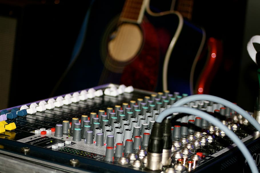 music, mixer, controller, sound studio, slider, guitar, sound mixer HD wallpaper