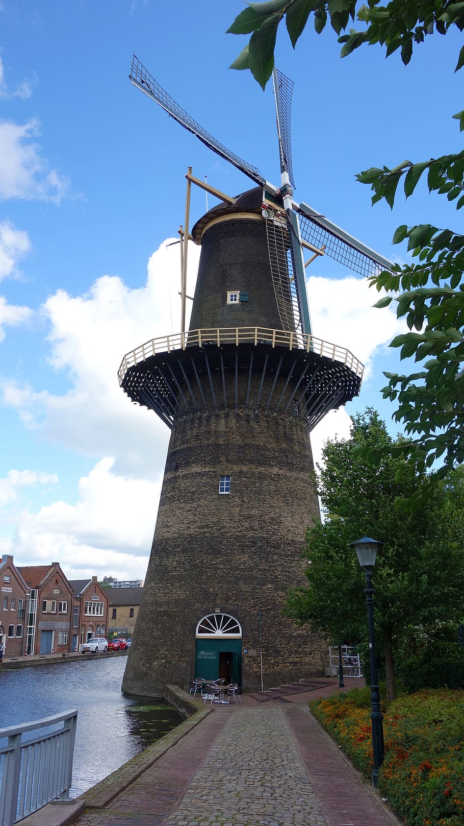 mill, grain mill, wind mill, mill blades, blue sky, brandersmolen HD wallpaper