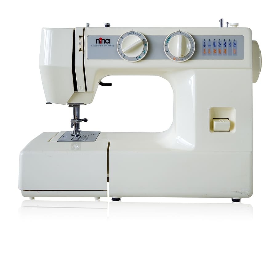 isolated, nina, sewing machine, white background, indoors, technology HD wallpaper