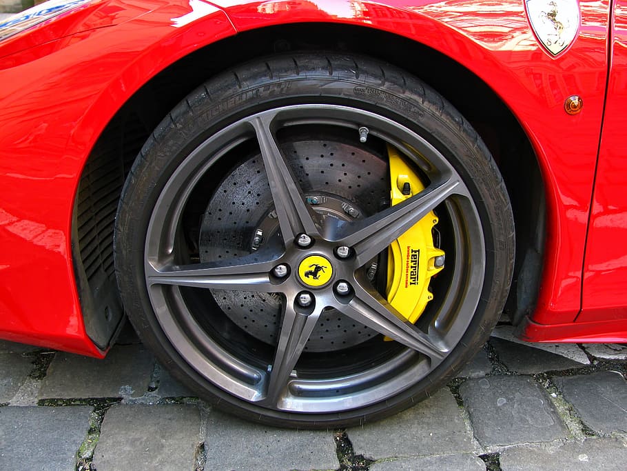 gray Ferrari 5--spoke automotive wheel and tire, tyre, brno, racing car, HD wallpaper