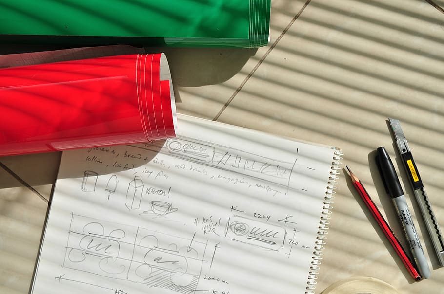 Sketch, Drawing, Tools, Art, pen, writing, paper, red, no people HD wallpaper