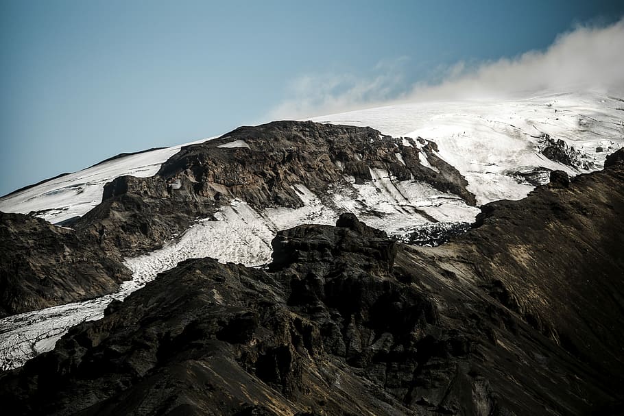 landscape photography of top of mountain, snow-capped mountain HD wallpaper