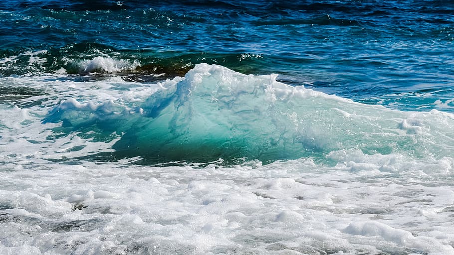 wave, smashing, foam, spray, sea, nature, wind, power, splash HD wallpaper