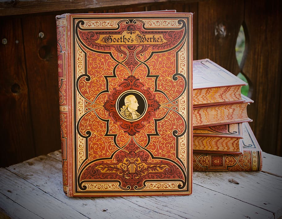 book stack, books, goethe, goehtewerke, wood - material, indoors HD wallpaper