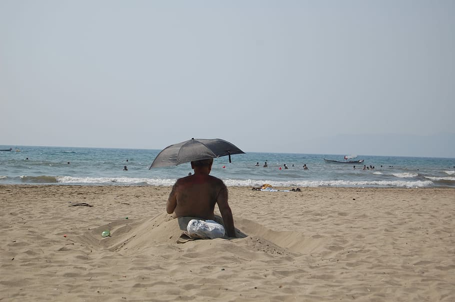 Elderly, Turkey, Beach, sea, sand, horizon over water, vacations HD wallpaper