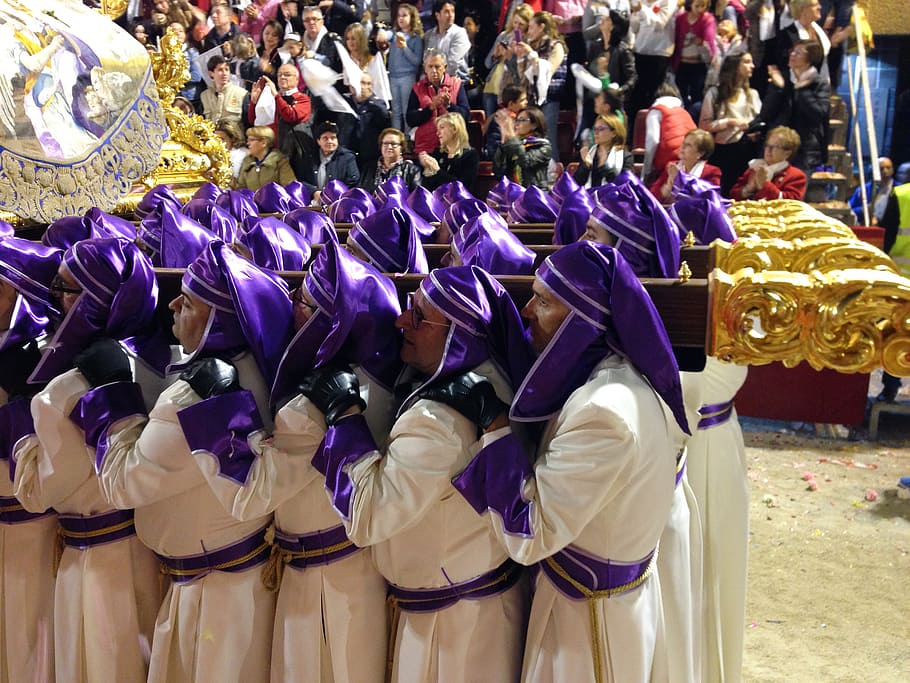 spain, lorca, holy week, parade, procession, group of people HD wallpaper