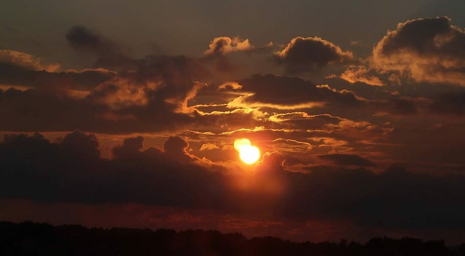Sunset, Clouds, summer, tranquility, nature, no people, sky HD wallpaper