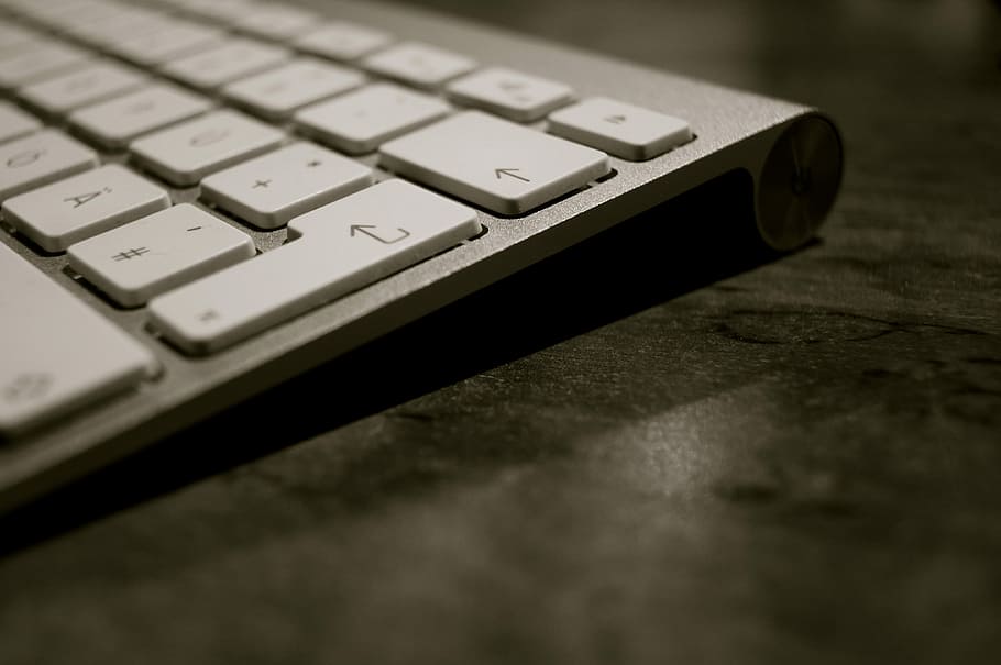 Apple Magic Keyboard, Keys, Black, White, out of focus, enter HD wallpaper