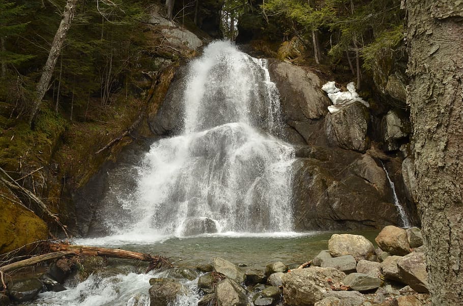 Waterfall, Rock, Flow, Foam, landscape, nature, river, stream HD wallpaper