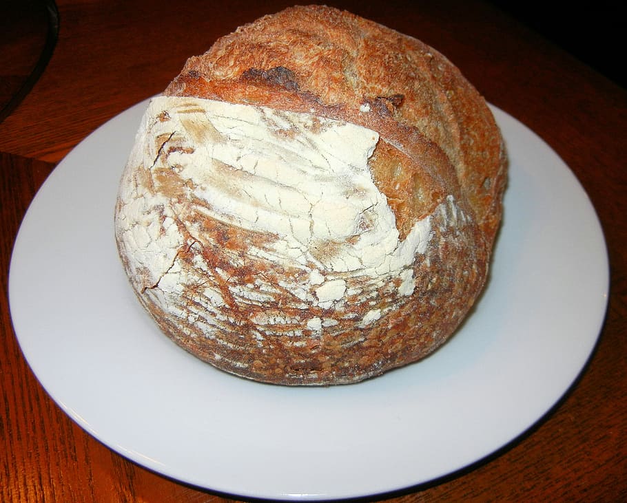 sour dough bread, rustic, baked, multi grain, plate, food, food and drink HD wallpaper
