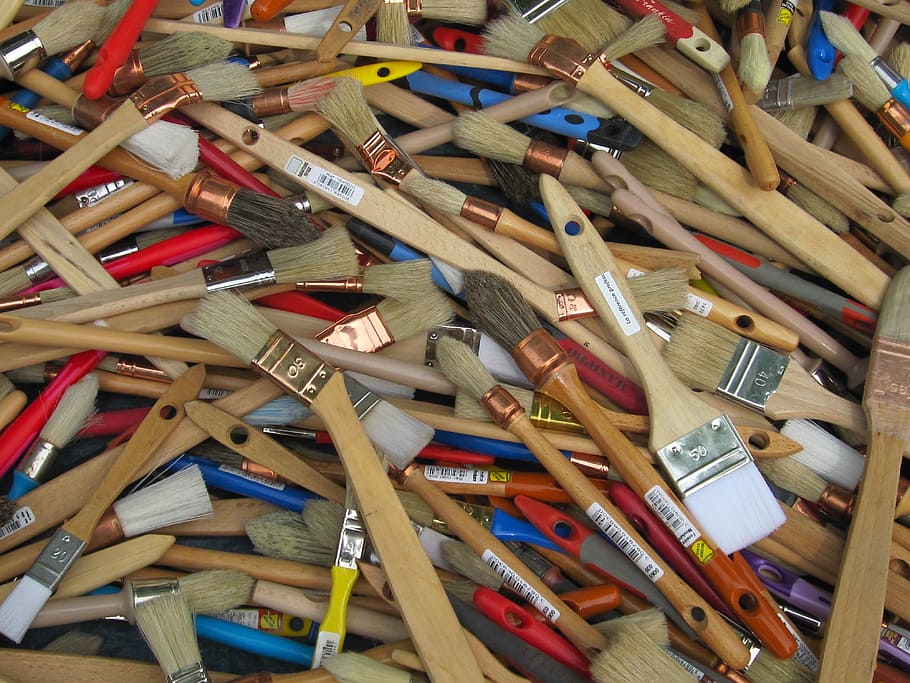 Pens, Paint, Brushes, large group of objects, abundance, indoors HD wallpaper