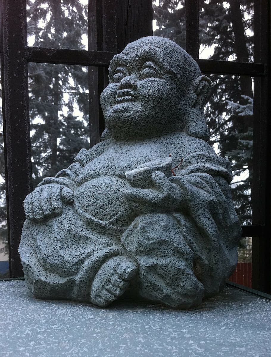 buddha, statue, icy, buddhism, sculpture, meditation, zen, spirituality HD wallpaper