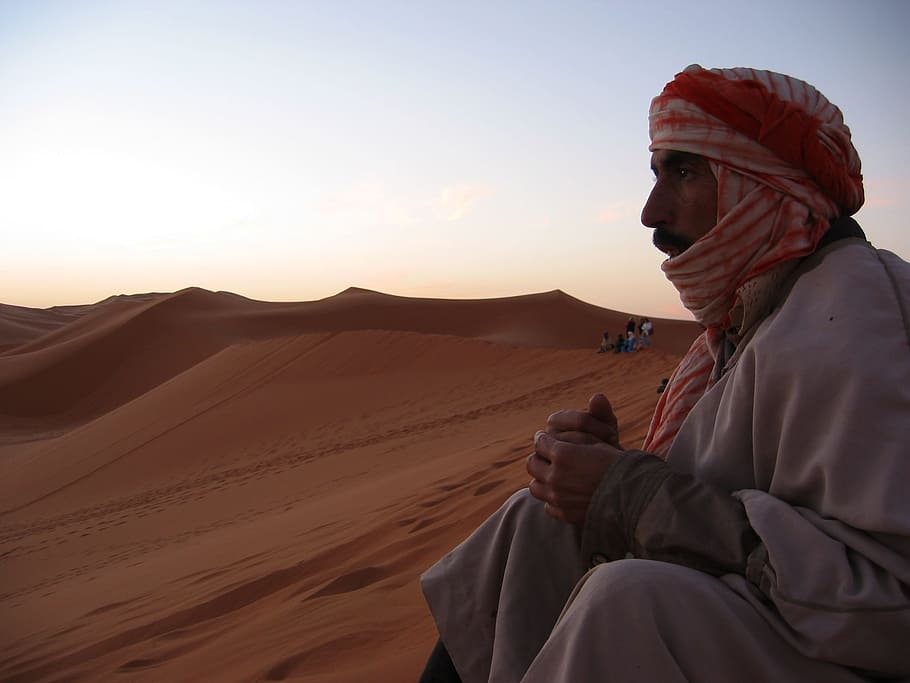 desert, human, travel, real people, sky, one person, sand dune HD wallpaper