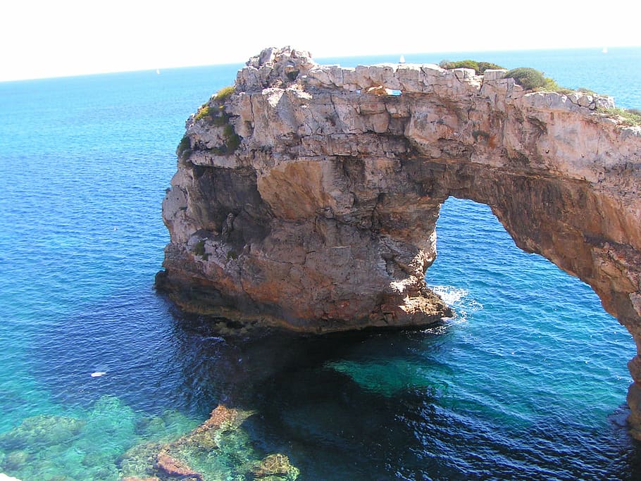 sea, rock, coast, mallorca, island, water, steinig, rock formations HD wallpaper
