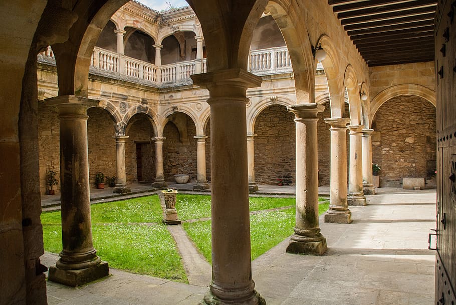 architecture, travel, building, arcade, cloister, religious, HD wallpaper