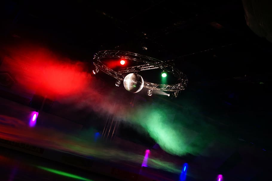light, technology, lighting, lamps, mirror ball, fog, night HD wallpaper