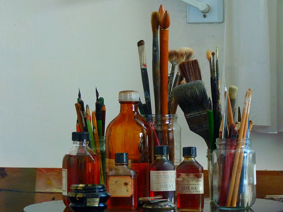 assorted paint brushes, color, pens, colorful, paintbrush, craft HD wallpaper