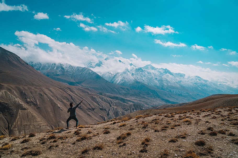 man, landscape, sky, nature, wonder, mountain, beauty in nature HD wallpaper