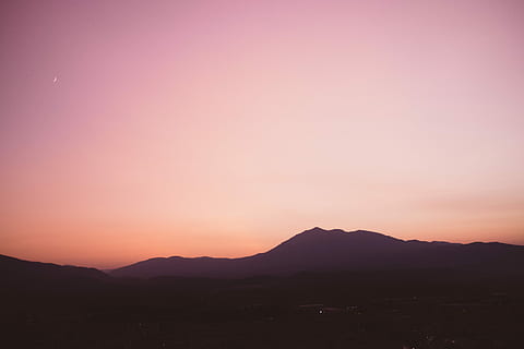 silhouette of mountain, photograph of mountain during golden hour HD wallpaper