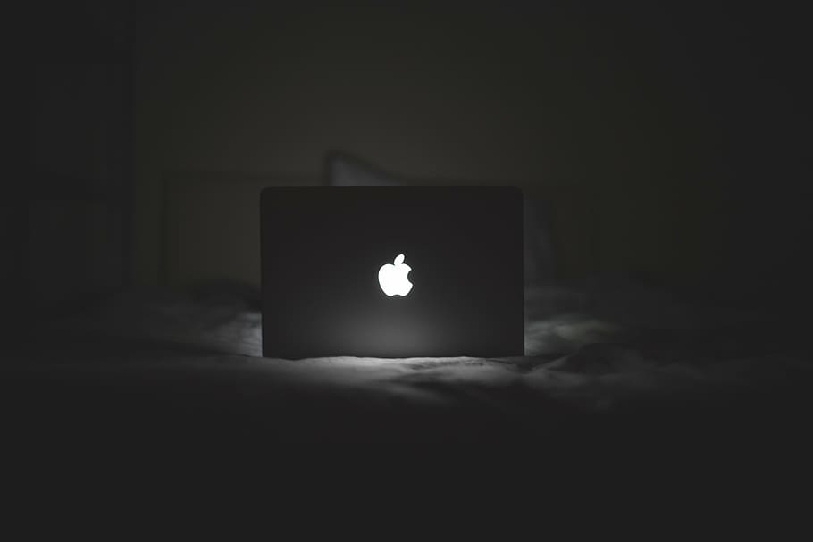 turn-on MacBook on bed, apple, light, laptop, computer, night HD wallpaper