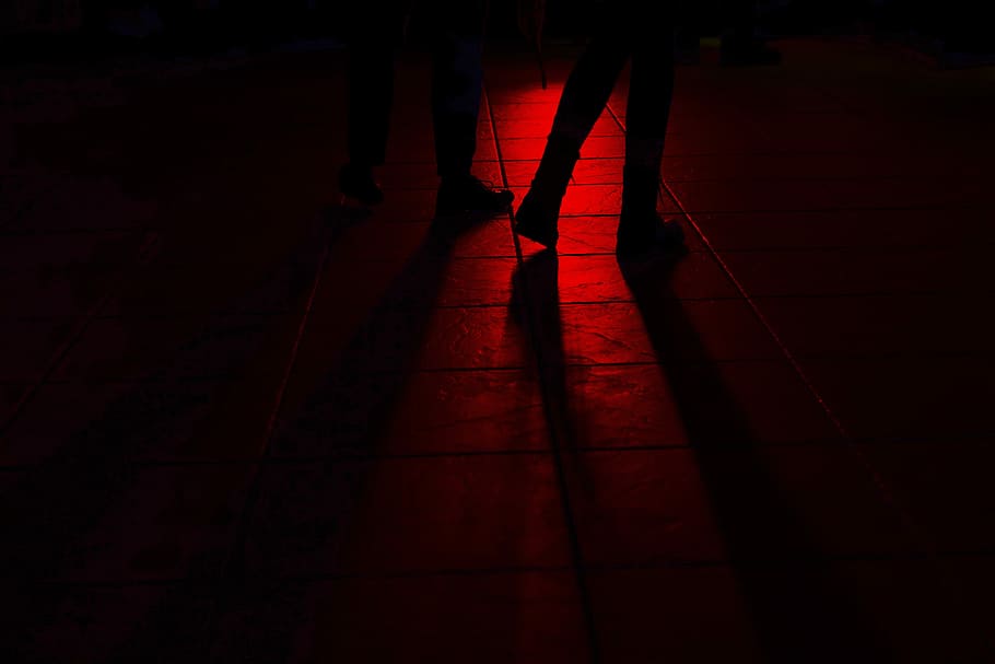untitled, night, glow, black, red, shadow, low section, human leg HD wallpaper