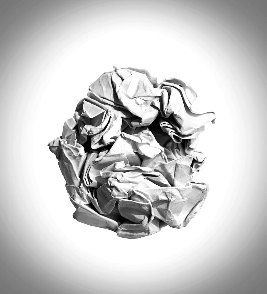 grayscale photography of textile, crumpled paper, abstract HD wallpaper