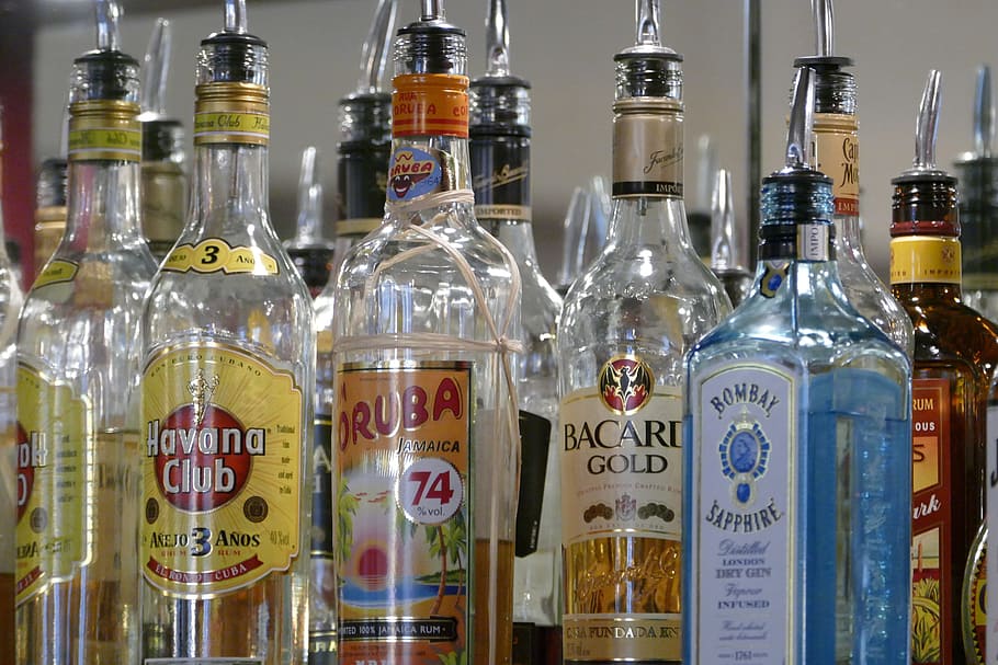 assorted liquor bottle lot, bottles, beverages, alcohol, drink, HD wallpaper