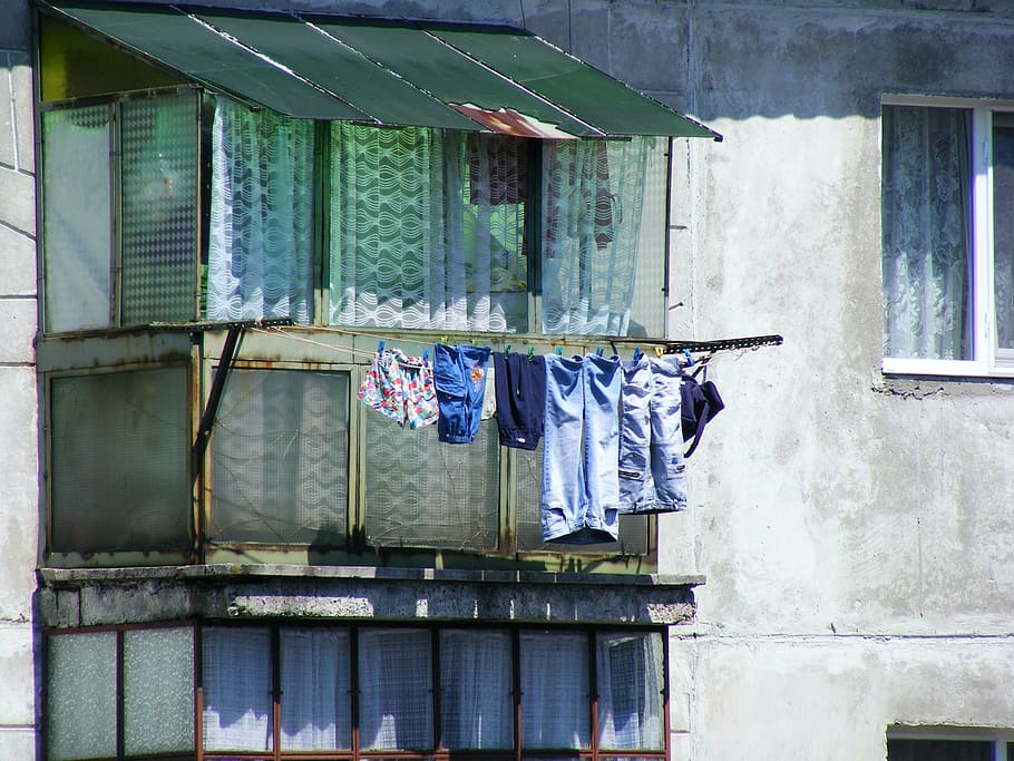 clothesline, drying, hanging, laundry, outside, poverty, romania HD wallpaper