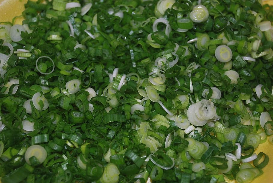 onion, green, spring, chopped, food, green color, no people HD wallpaper