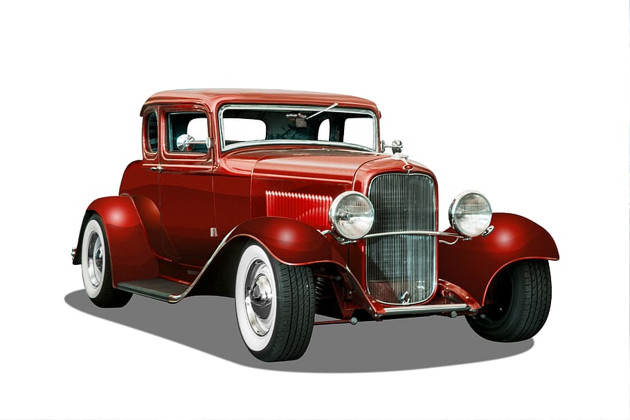 HD wallpaper: vintage car, white background, hot rod, red color, antique |  Wallpaper Flare