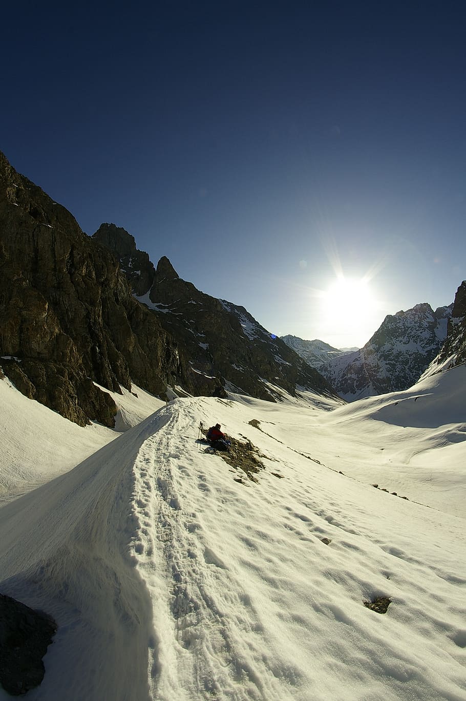 mountain, snow, spring hike, winter, sky, cold temperature HD wallpaper