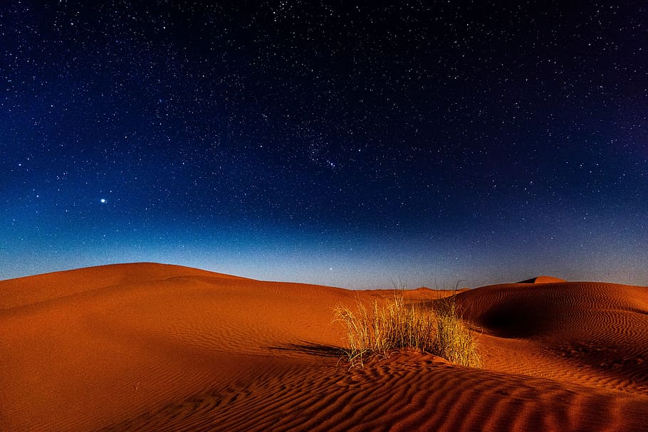 desert during nighttime, sand dune during night time, sky, star, HD wallpaper